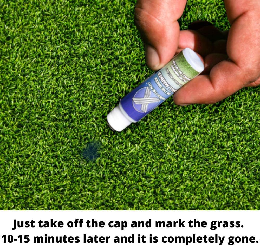 review X Marks the Putt- Innovative Golfing Ball Marker for Putting Green | Does NOT HARM Grass | Blue Colorant Will Mark Your Spot & Disappear in 10 Min.