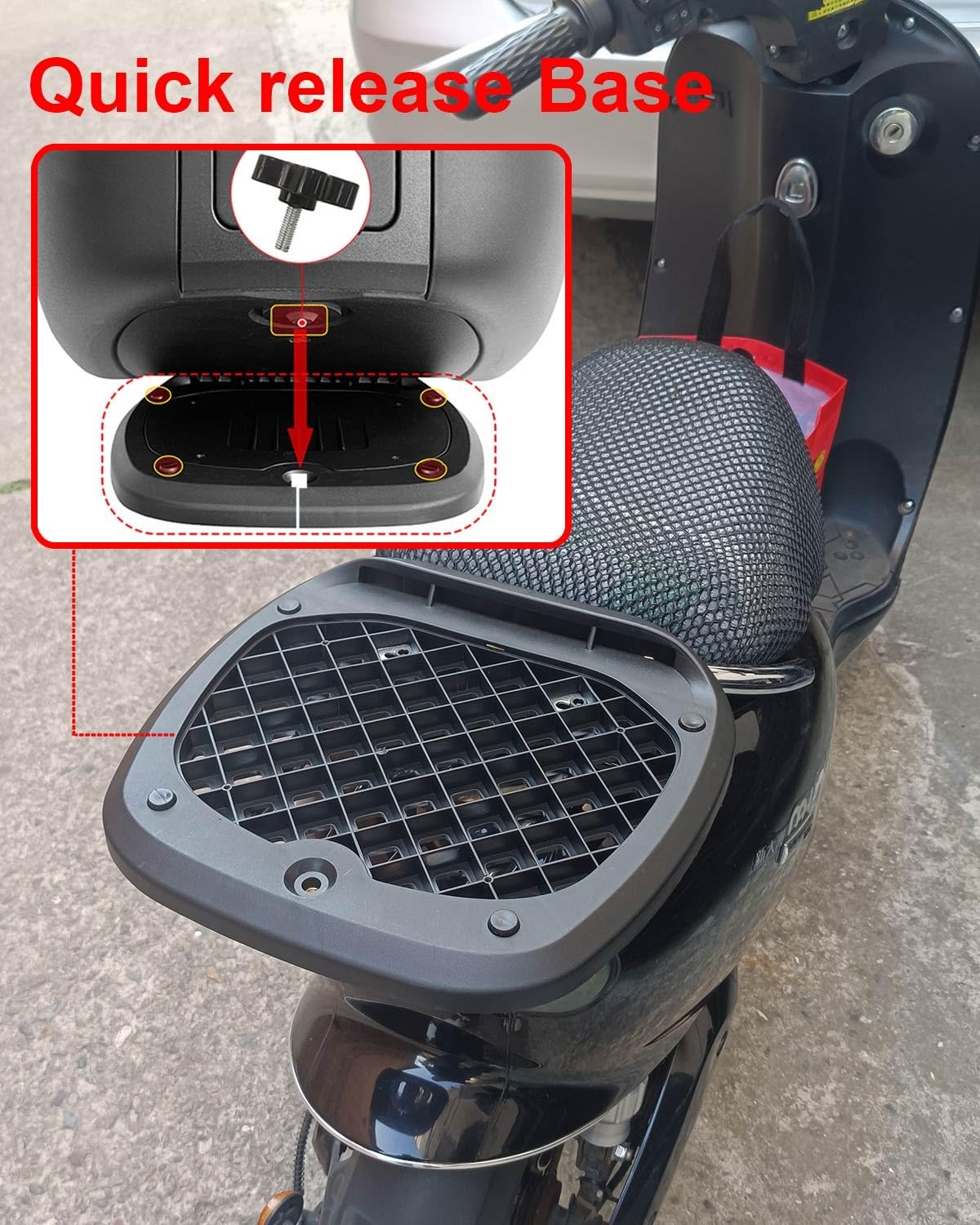 Motorradkoffer Top case Motorrad Tour Heckbox Kofferraum 42L Koffer,Scooter Kunststoffkoffer für Helmgepäck,wasserdichte Motorrad Top case abschließbar mit Rückenlehne,Platte - Weiß(Schwarz)