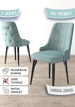 Newa Serisi Babyface Kuma  Su Ye ili Sandalye, Siyah Metal Ayak, Gold Halka Detayl