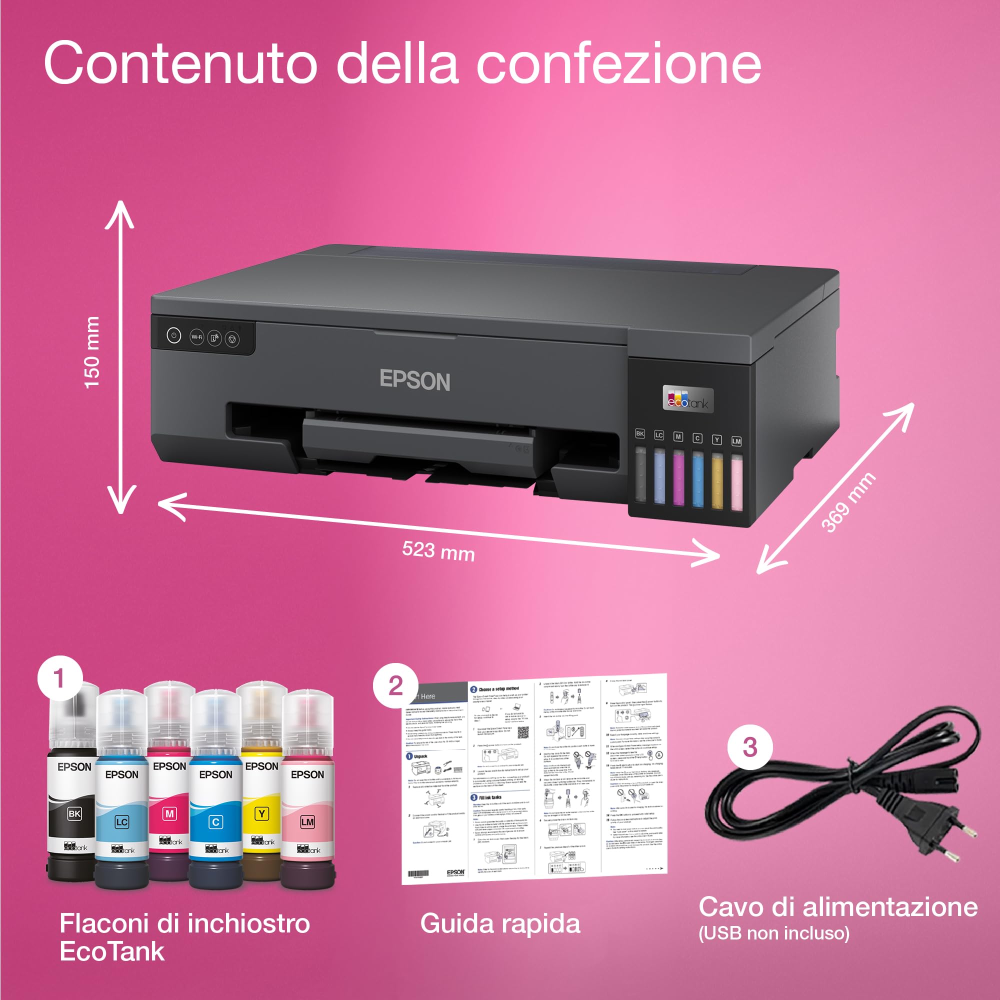 Epson EcoTank ET-18100 Stampante con Serbatoi D’inchiostro | Stampa Fotografica | Inchiostri 6 Colori | Wi-Fi | A3+| Stampa Su CD/DVD E Carte PVC | Supporti Speciali Fino All'A3+