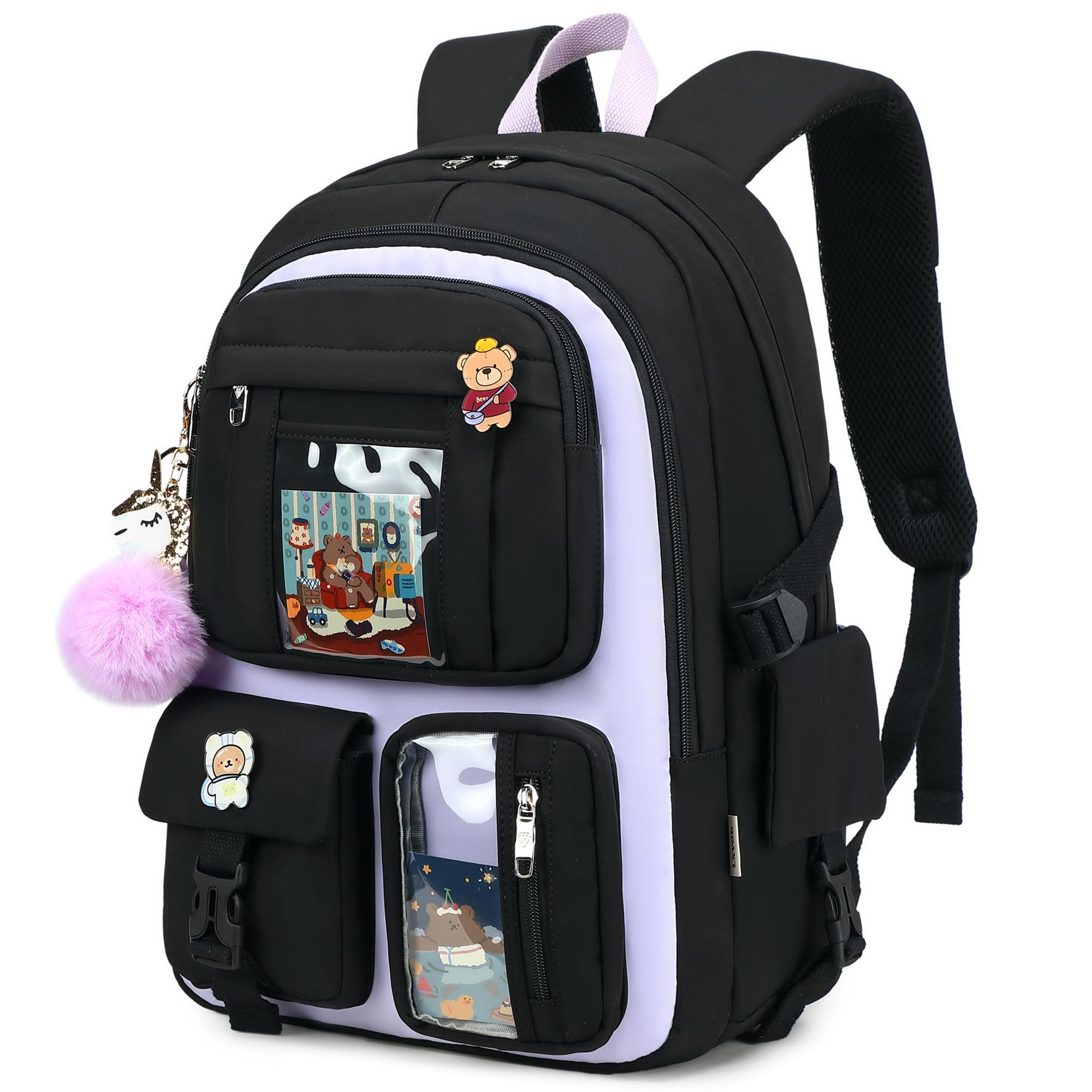 Zaino per ragazze con accessori per computer portatile Bookbags 16 pollici Kawaii scuola borsa college viaggio zaino per ragazzi