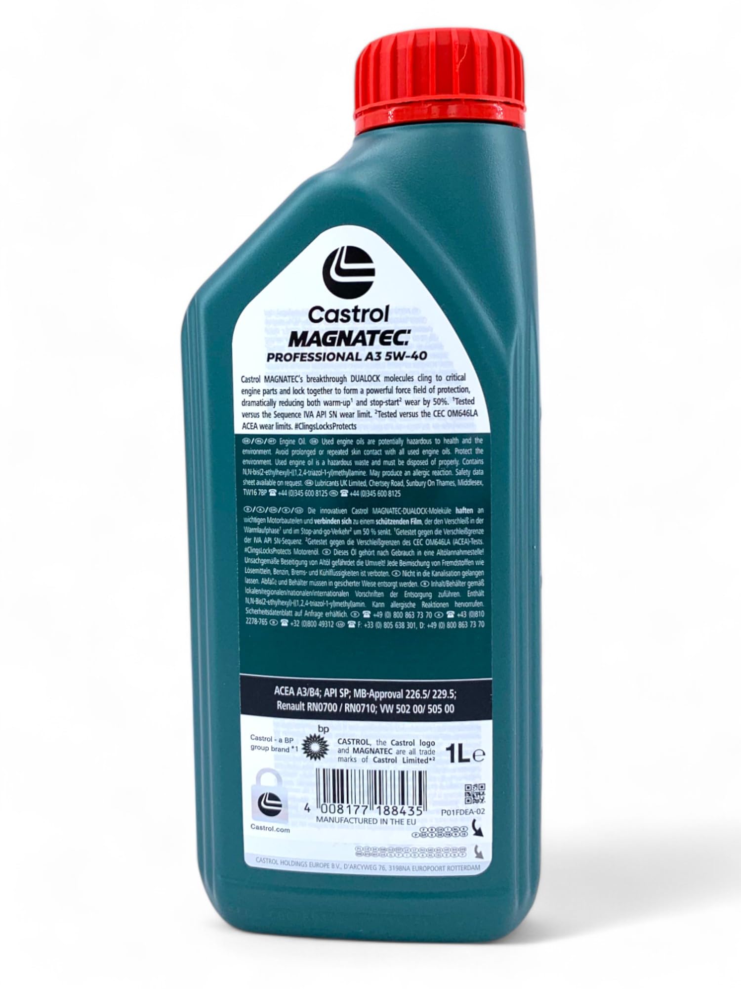 Olio motore 5w40 benzina diesel lubrificante Castrol Magnatec Professional A3 5w40 con Portachiavi Cavatappi conf. 4x1lt