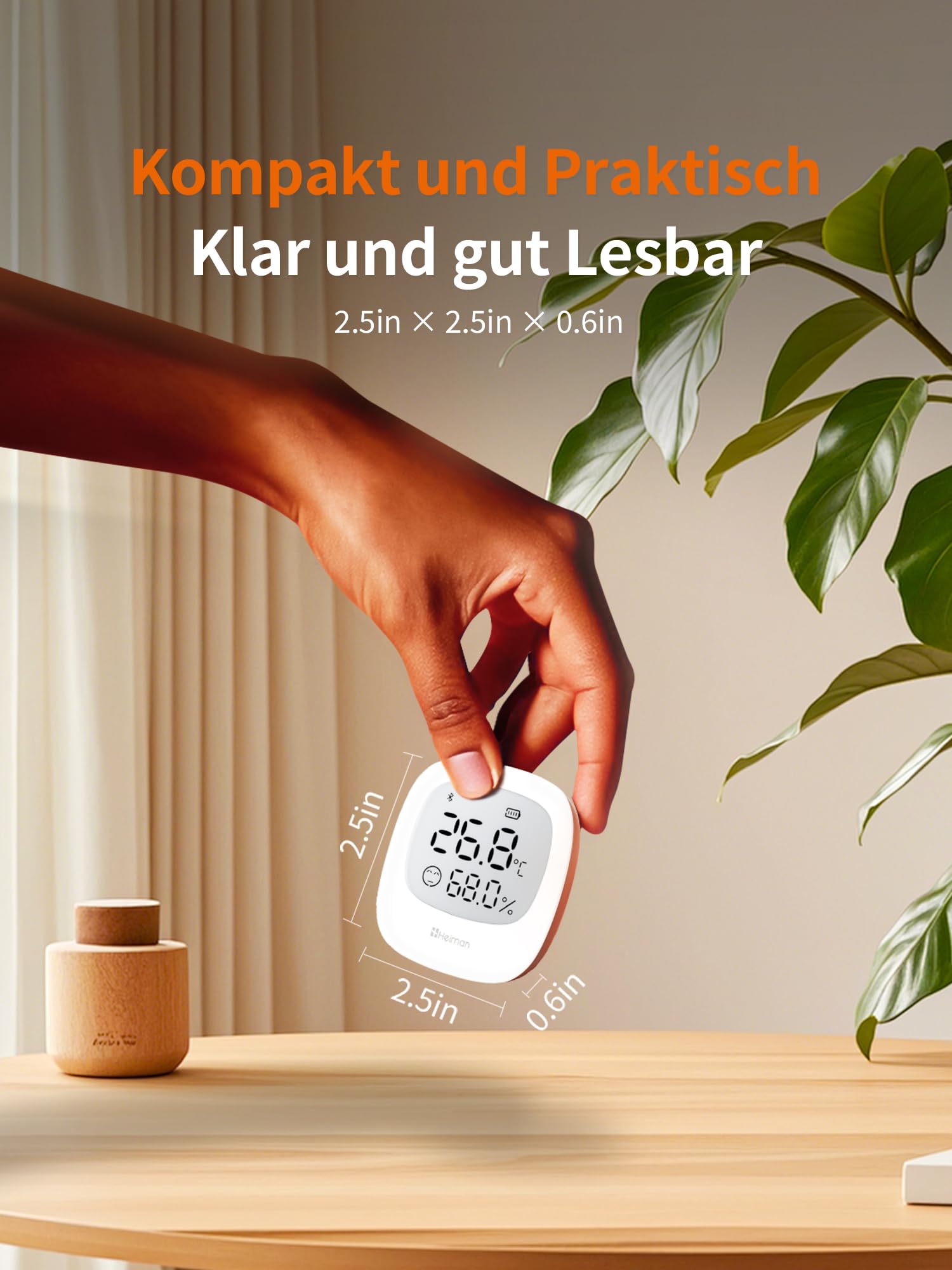 Heiman Smart Thermometer Hygrometer Innen HS3HT-2R mit Heiman Gateway | 3x Thermo-Hygrometer mit LCD, Raumklima-Monitoring per App, Datenexport, kompatibel mit Google Home, IFTTT & Home Assistant
