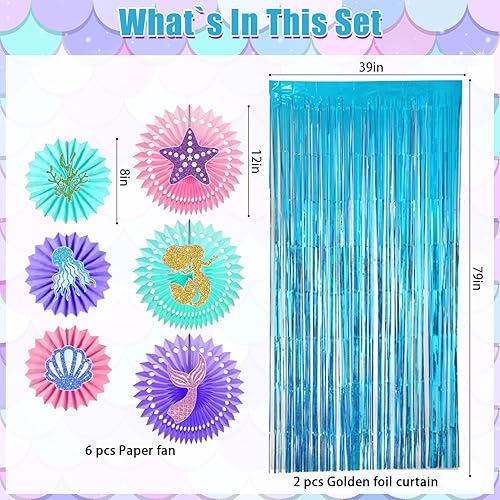 Miniatura 4 de 59 decoraciones de cumpleaños de sirena, decoraciones de fiesta de sirena sin bricolaje, fiesta de cumpleaños de sirena, suministros de fiesta de