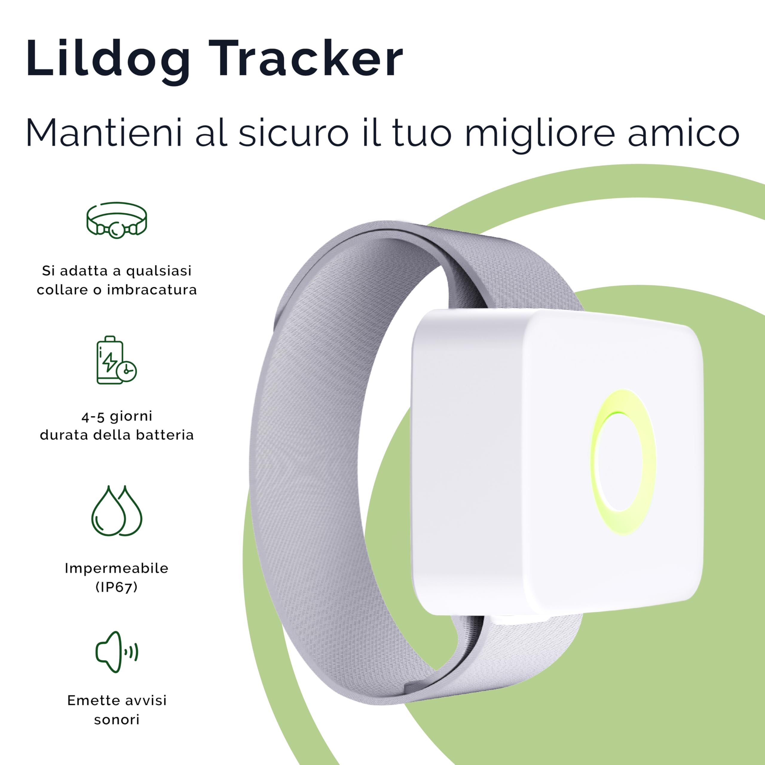Lildog 2 GPS e activity tracker per cani, impermeabile, leggero, antiurto, tracciamento GPS in tempo reale e cronologia delle posizioni, contapassi e monitoraggio attività, prodotto in Norvegia, per