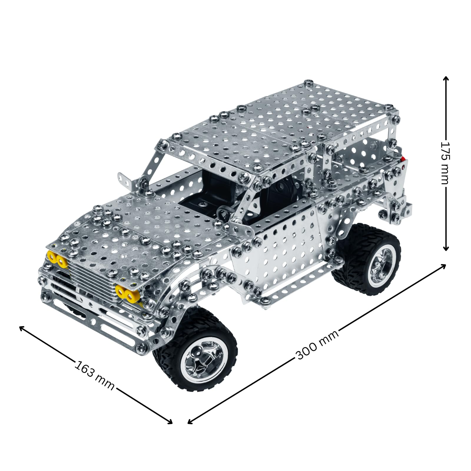 Eitech 00225 Metalowy Zestaw do Budowy Pick-up/Jeep - 635 Części, Model Ciężarówki, Zabawka Konstrukcyjna dla Dzieci od 8 Lat i Dorosłych