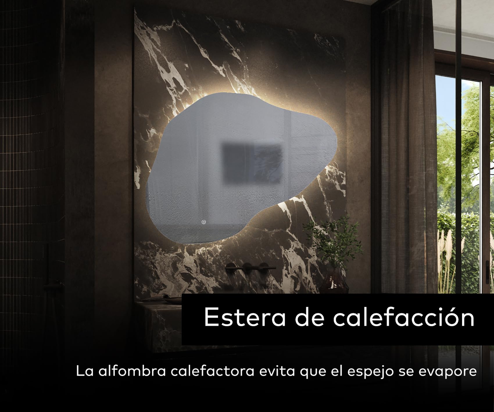 A ARTFORMA Espejos de Pared Decorativos con LED a Medida con Luces 99x64 cm | Espejo de Baño con Iluminación luz LED con Accesorios | Diferentes tamaños | POD221
