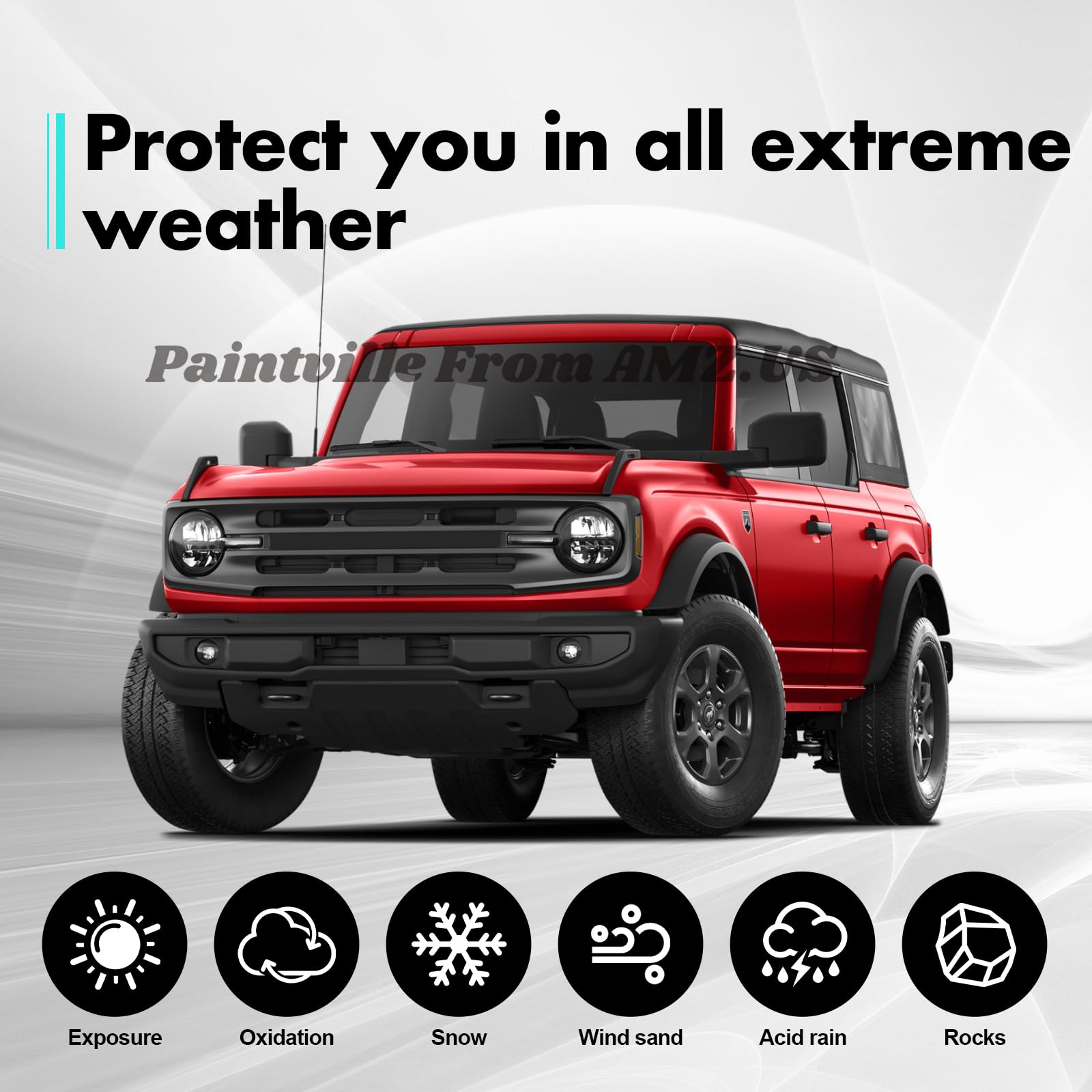Paintville for Bronco 2021-2024 TPU PPF HD Clear Paint Protective Film Custom Fit Anti Scratch Self Healing Shield Guard Car Finishing Accessories for Mini Bumper Center Section
