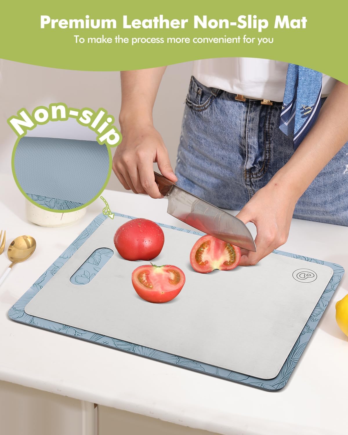 Titanium Cutting Board,Double Sided 100% Pure Titanium Cutting Boards for Kitchen,Non Toxic Cutting Board,Metal Chopping Board,Dishwasher Safe & Durable,House Warming Gifts New Home,12”L×9”W(Small) - Image 5