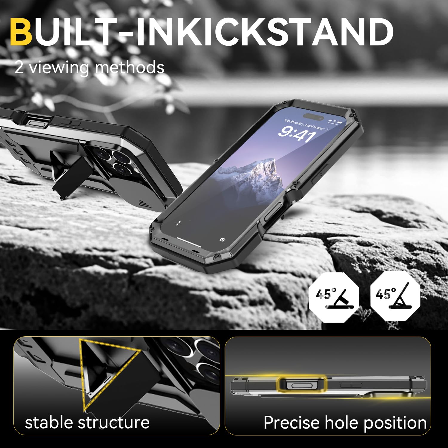 Compatible For IPhone 16 Pro Max 5G Case, Aluminum Metal Gorilla Glass - View #6