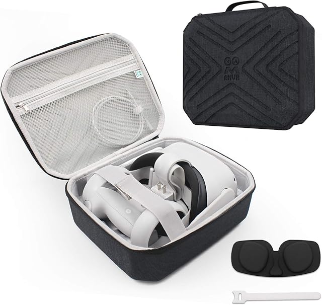 AMVR Small and Portable Fashion Travel Case for Quest 2,Storing VR Gaming Headset and Touch Controllers Accessories Carrying Bag