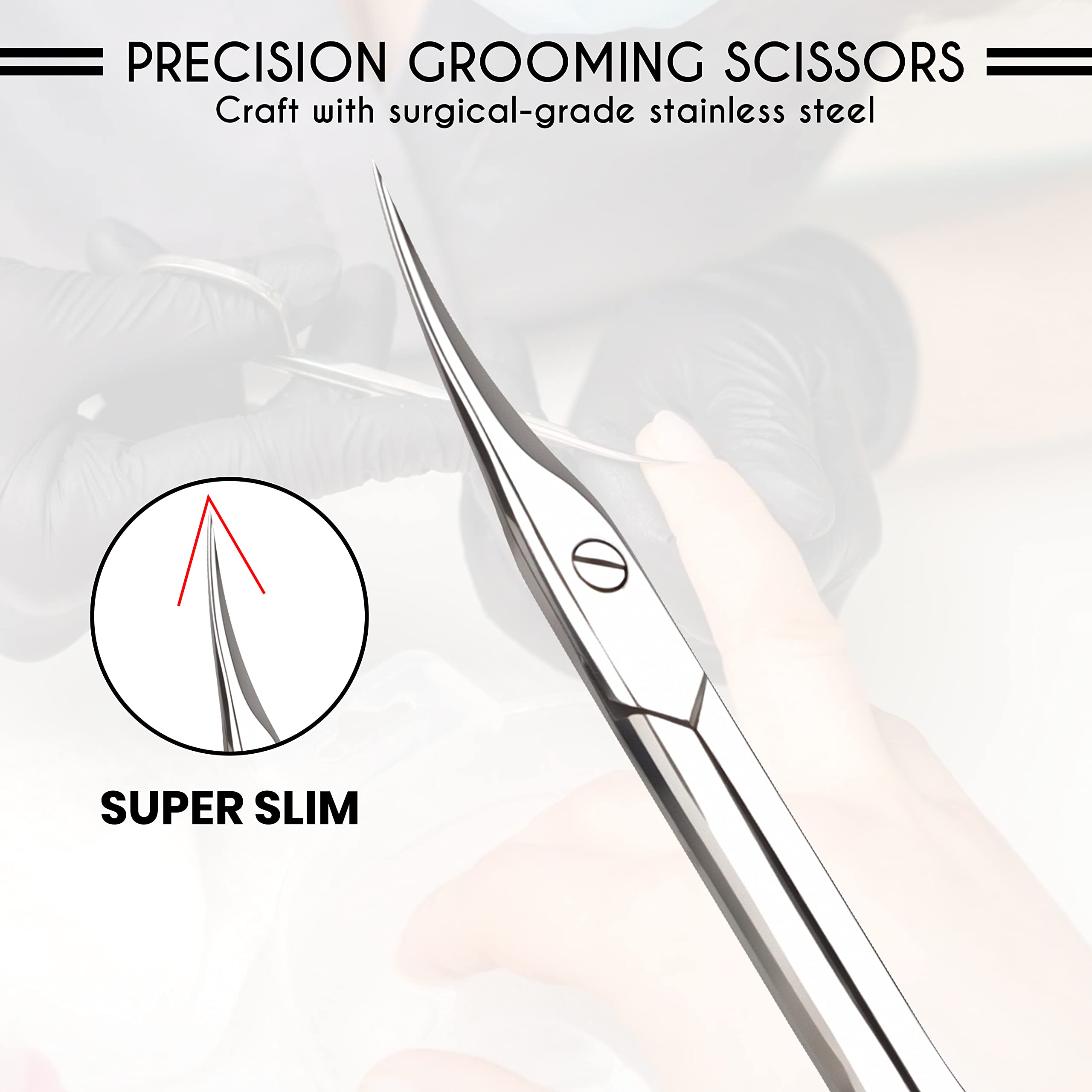 ASIPRO Professional Curved Cuticle Scissors with Artificial Leather Case - Curved Nail Scissors for Eyebrows Cuticle, Manicure - Image 4
