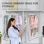 3 Pack Tous les sacs de vêtements transparents pour accrocher des vêtements Sacs de costumes guissés pour ranger les vêtements de rangement Sacs pour chemises, manteaux, robes