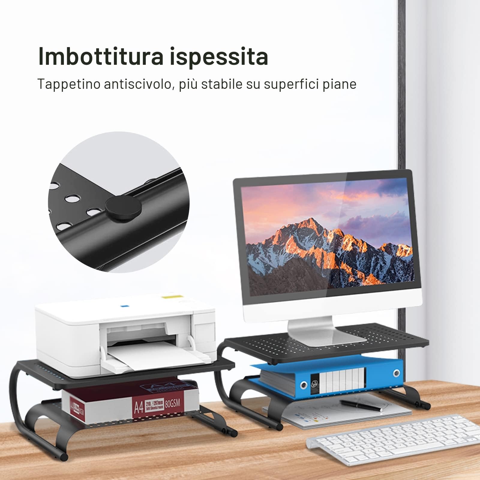 suptek Supporto Schermo PC, Supporto Monitor per Computer Portatile, Computer, iMac, PC da 20 kg Massimo - Supporti e Rialzi Per Schermo Accessori per PC Stoccaggio Scrivania 2 Ripiani MST002