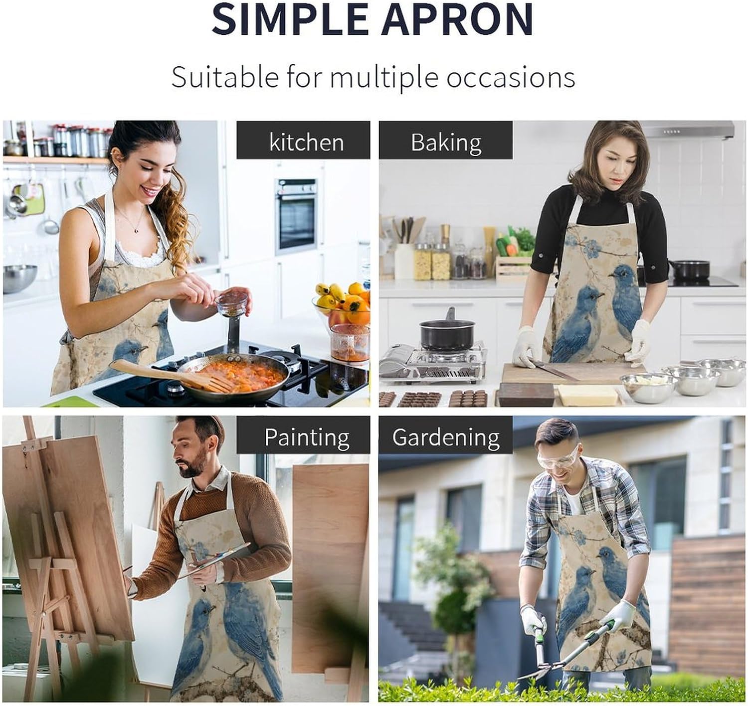 Apron Adjustable Bib Apron for Women Men Bluebird on The Branch Chef Aprons for Cooking