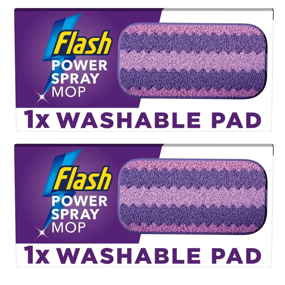 Flash Power Spray Mop Washable Microfibre Pad – 1 Pack | Reusable Cleaning Pad for All Floor Types, Ultra-Absorbent and Machine Washable - Pack of 2