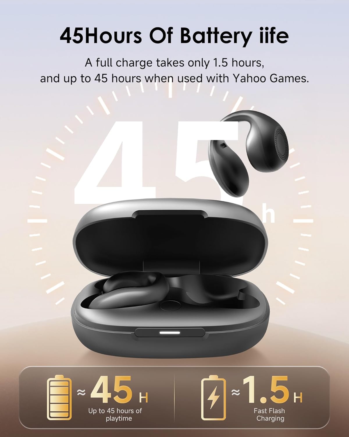 King Lucky Clip-On Earbuds,Comfort Air Cushion Open Ear Earbuds Wireless Bluetooth 5.4 Multipoint, Open Ear Headphones with Mic,Anti-Mistouch,45H Playtime,IP56 Waterproof for Sports,Small Ears&Sleep - Image 6