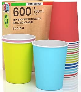 Amazon.com: 600 Paper Cups 200ml SuperMix Eco Friendly Biodegradable ...