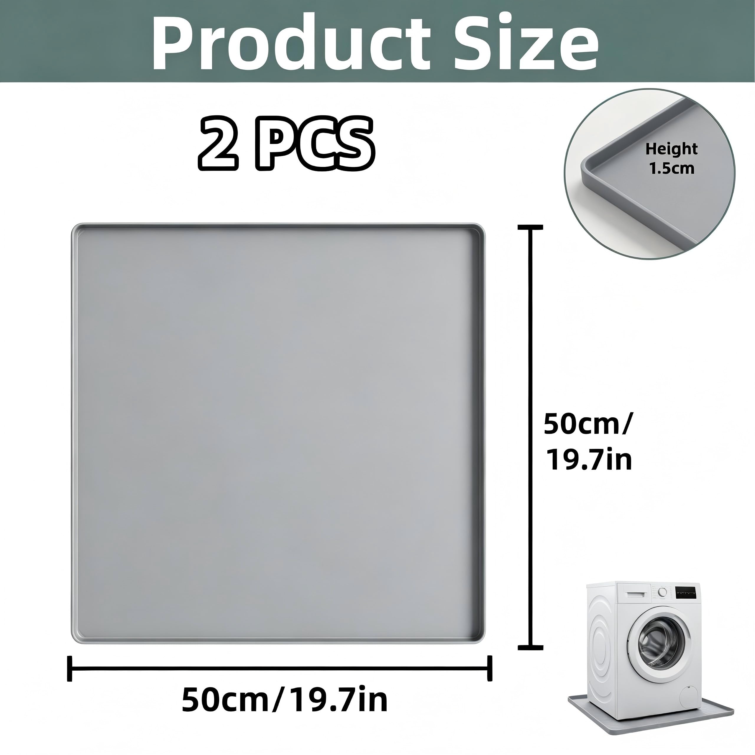 Kühlschrankmatte Silikon: 2 Stück 50x50cm Waschmaschinen Unterlage, Antirutschmatte Waschmaschine für Kühlschrank, Waschmaschine, Spülmaschine, Trockner sowie Grau