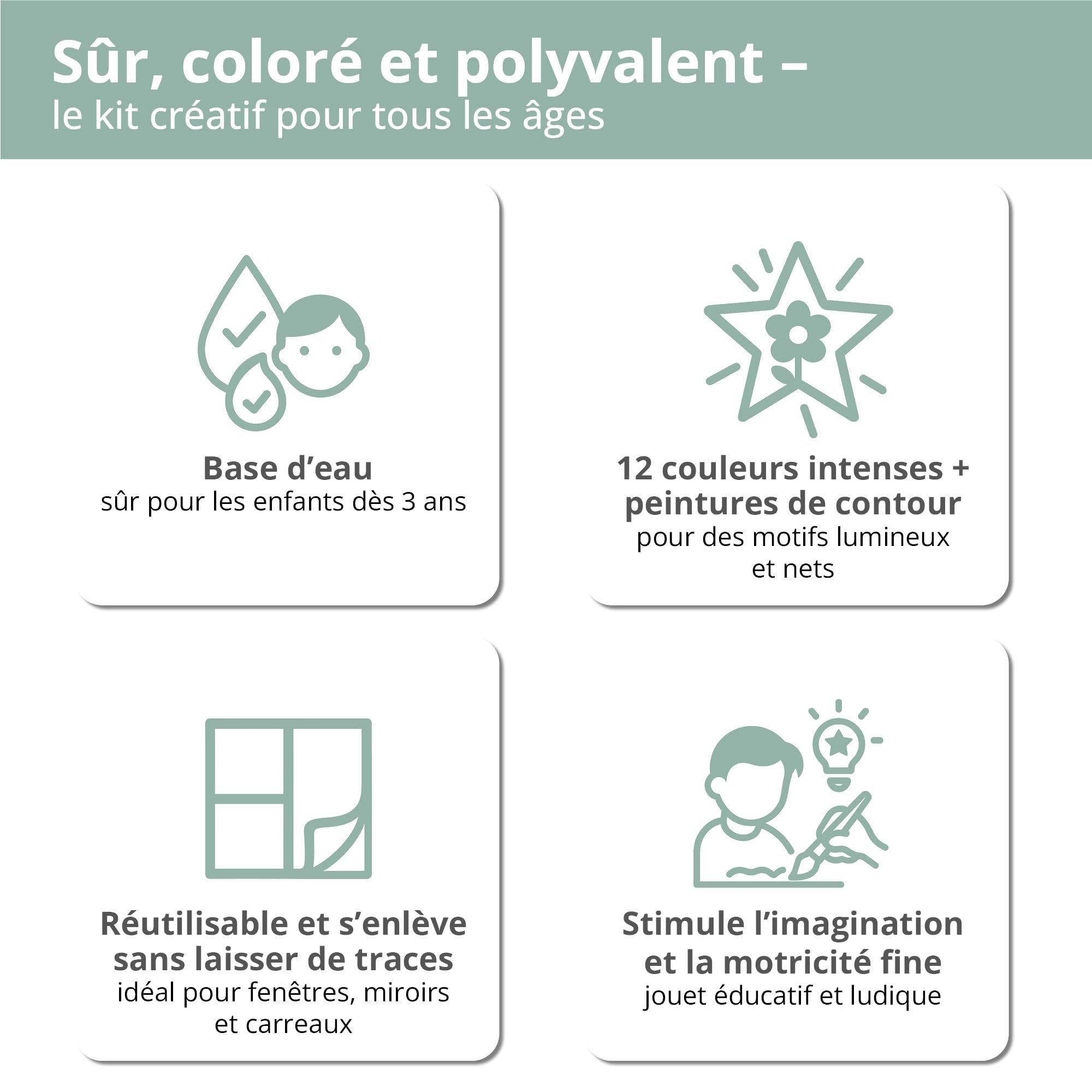 Set Window Color LM (17×80 ml) – peinture enfant repositionnable pour fenêtre avec contours & modèles – peinture déco fenêtre sans résidu pour vitre, miroir, carrelage
