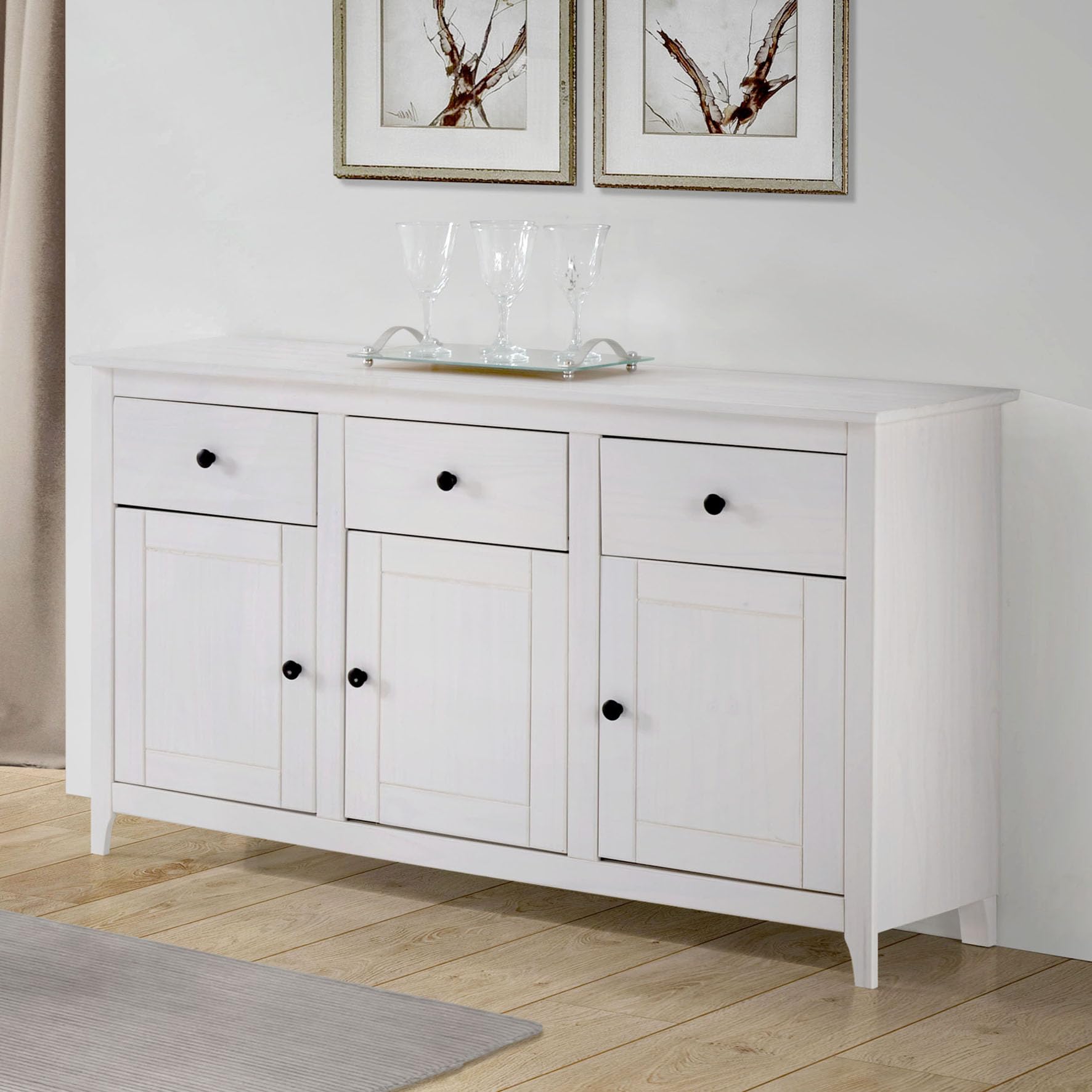 Buyqualia Aparador OSMA 3P 3C, 79x134x40 Blanco Abierto
