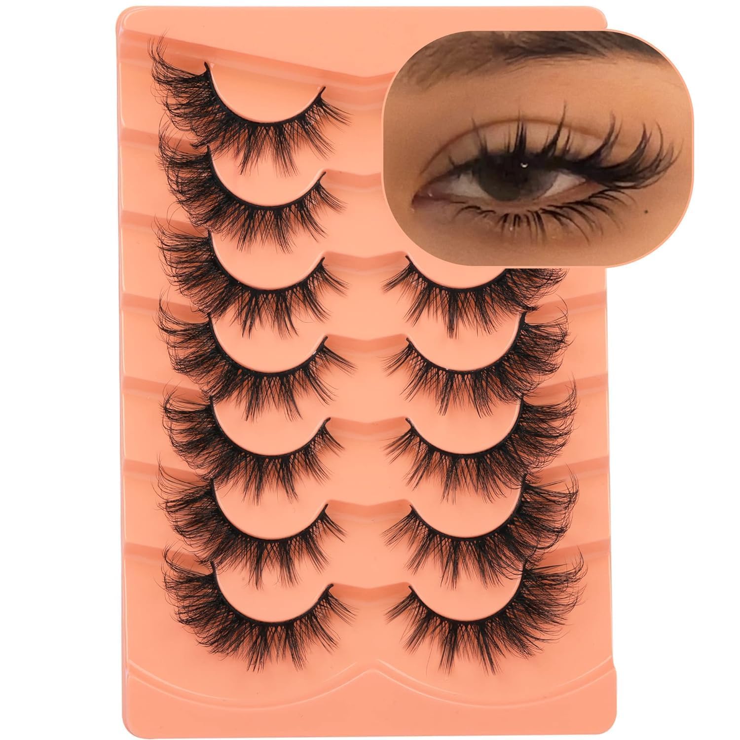 X spring Fake Eyelashes, 7 Pairs Lashes Natural Look Fake Eyelashes, False Eyelashes Wispy, Lash Extension, Cat Eye Lashes, Fox Eye Lashes Suitable for Stage Makeup, Daily Makeup, Festival Wear Etc