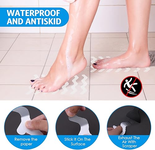Miniatura 2 de AMIR 36 calcomanías antideslizantes para ducha, calcomanías antideslizantes para bañera con raspador premium para bañera, ducha, escaleras