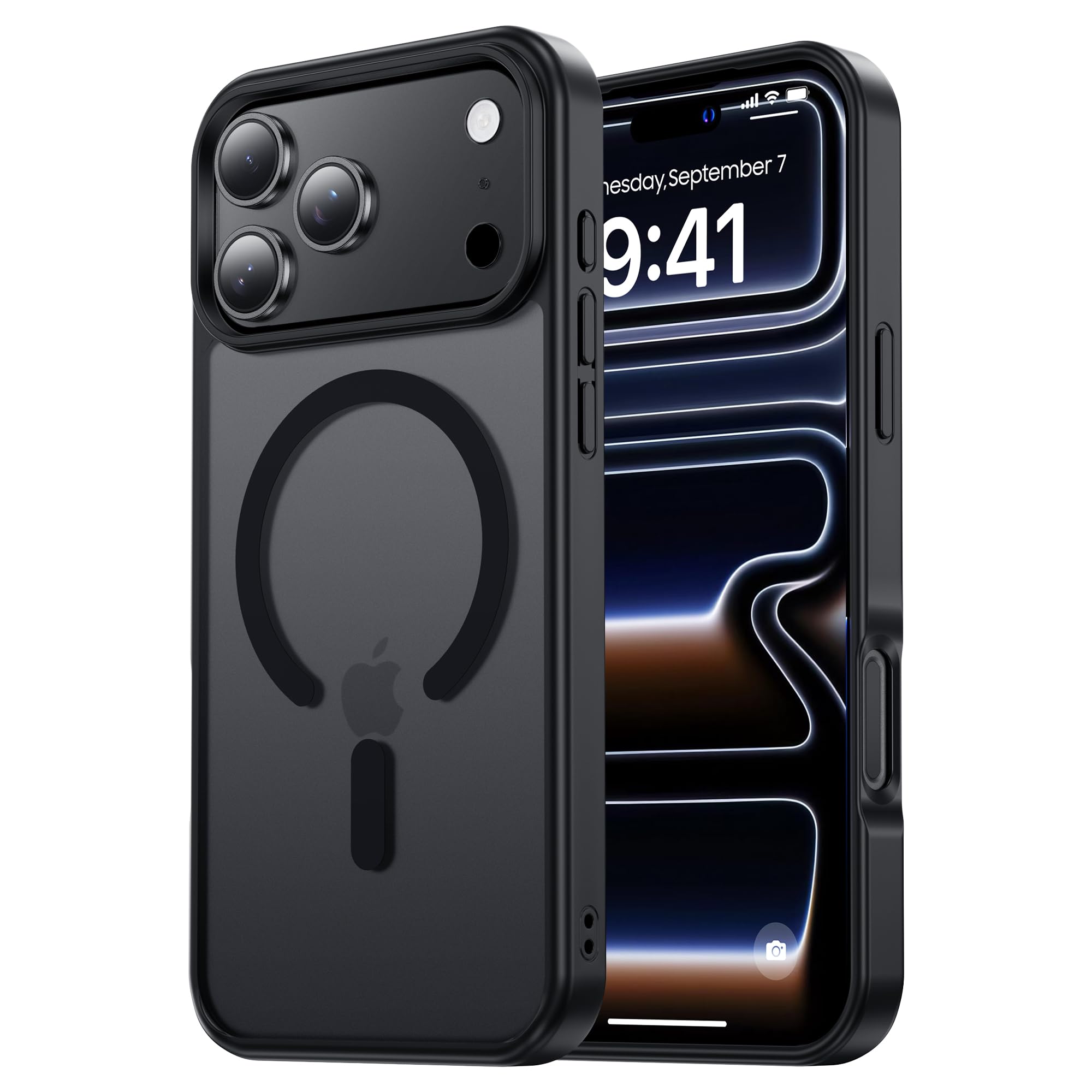 【米軍規格・MagSafe対応】Gtsoho iPhone 17 Pro ケース 用 2025 半透明 マグネット搭載 ワイヤレス充電 耐衝撃 耐久性 全面保護 黄ばみなし ストラップホール付き イフォン あいふおん17Proケース カバー マグセーフ対応 ブラック