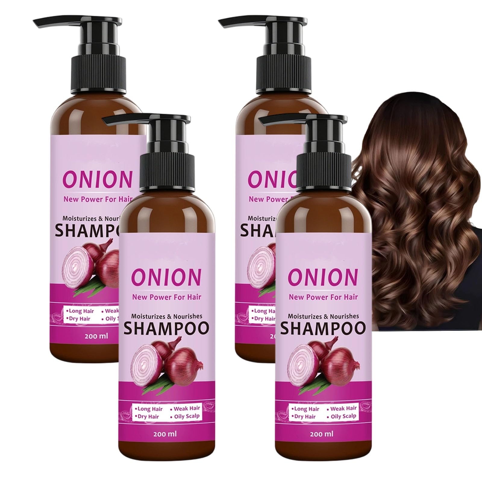 Red Onion Champú, Cuidado del Cabello Hidratante Limpio 3 en 1 para todo tipo de cabello, Hidrata el Cuero Cabelludo Fuerte Champú Raíces del Cabello, Champú Grande Cebolla para el Crecimiento del