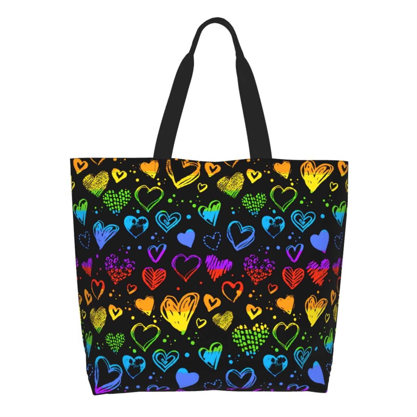 YSBYEIU Rainbow LGBT Gay Pride Tote Bag for Women Men Large Reusable Grocery Shoulder Bags for Shopping, Gym, Beach