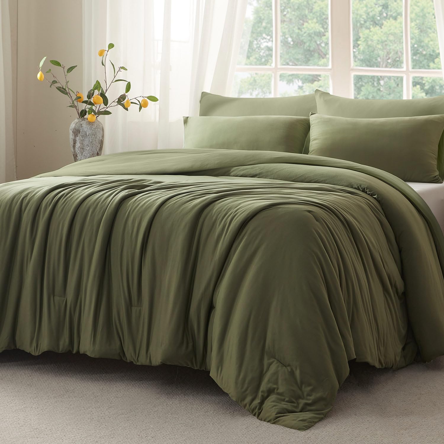 Queen Comforter Set, Ultra-Soft Jersey Knit 3 Piece Bedding Sets