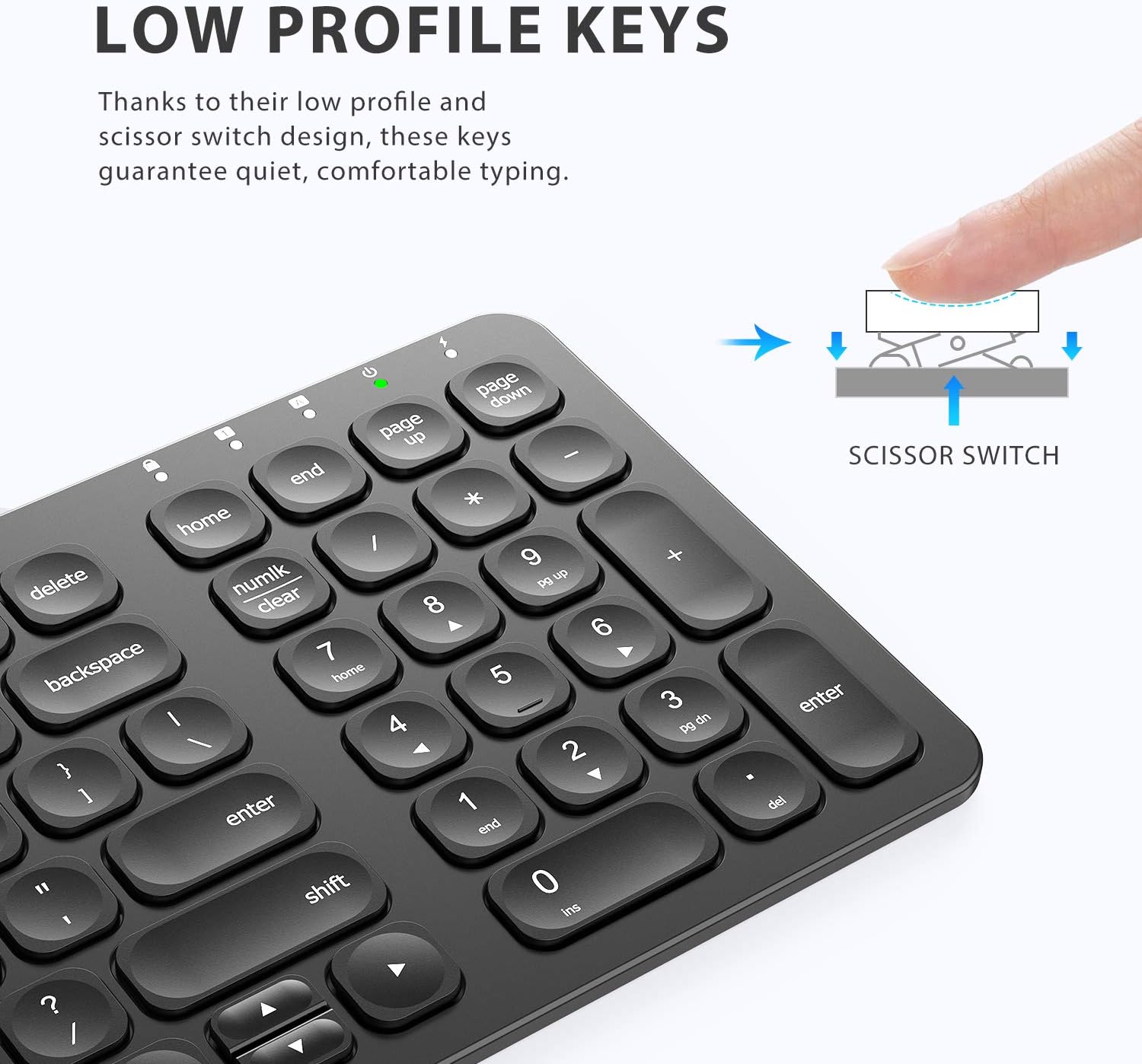 Grеаtеѕt Prоduсt Wireless Keyboard, iClever GKA2-01B Rechargeable 2.4G Full Size Slim Silent Computer Keyboard, Ergonomic Wireless Keyboard with Number Pad for Mac, Windows7/8/10, PC, Laptop, Desktop, iMac, Black