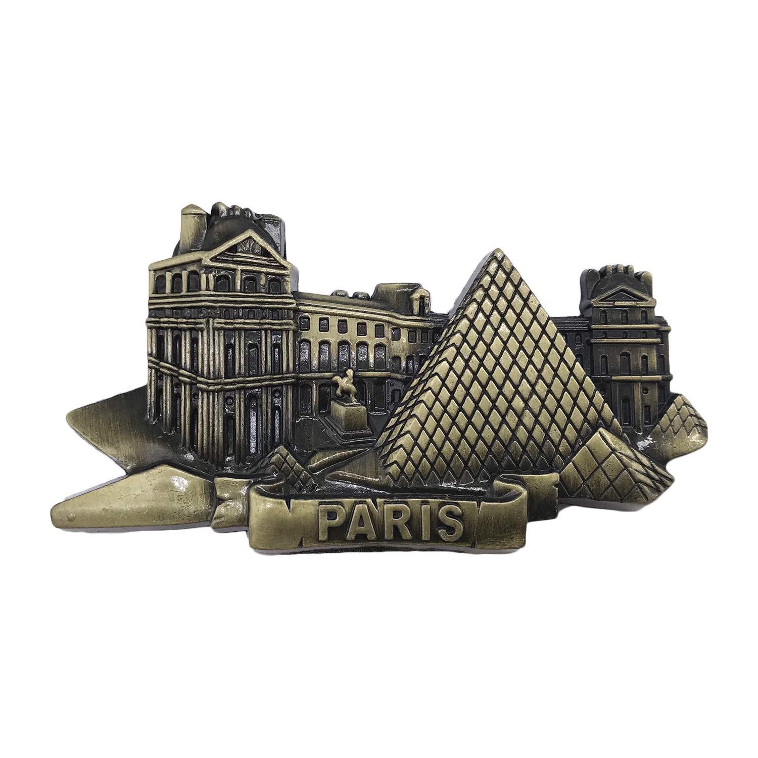 Wedarego Louvre 3D Paris France Refrigerator Fridge Magnet Tourist Souvenirs Handmade Metal Craft Magnetic Stickers Home Kitchen Decoration Travel Gift