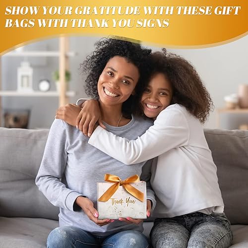 Miniatura 6 de Mimorou Paquete de 80 pequeñas bolsas de regalo de agradecimiento, bolsas de papel para recuerdos de fiesta a granel con cinta de lazo, 4.5 x 1.8 x