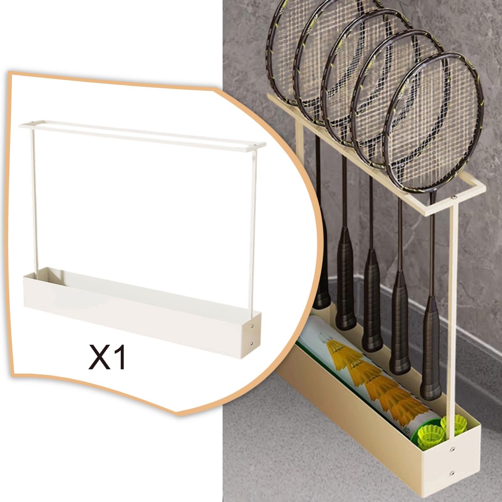 Badminton Racket Rack Supporto Portaracchette con Contenitore Facile da Installare Struttura Robusta Metallo Adatto a Palest