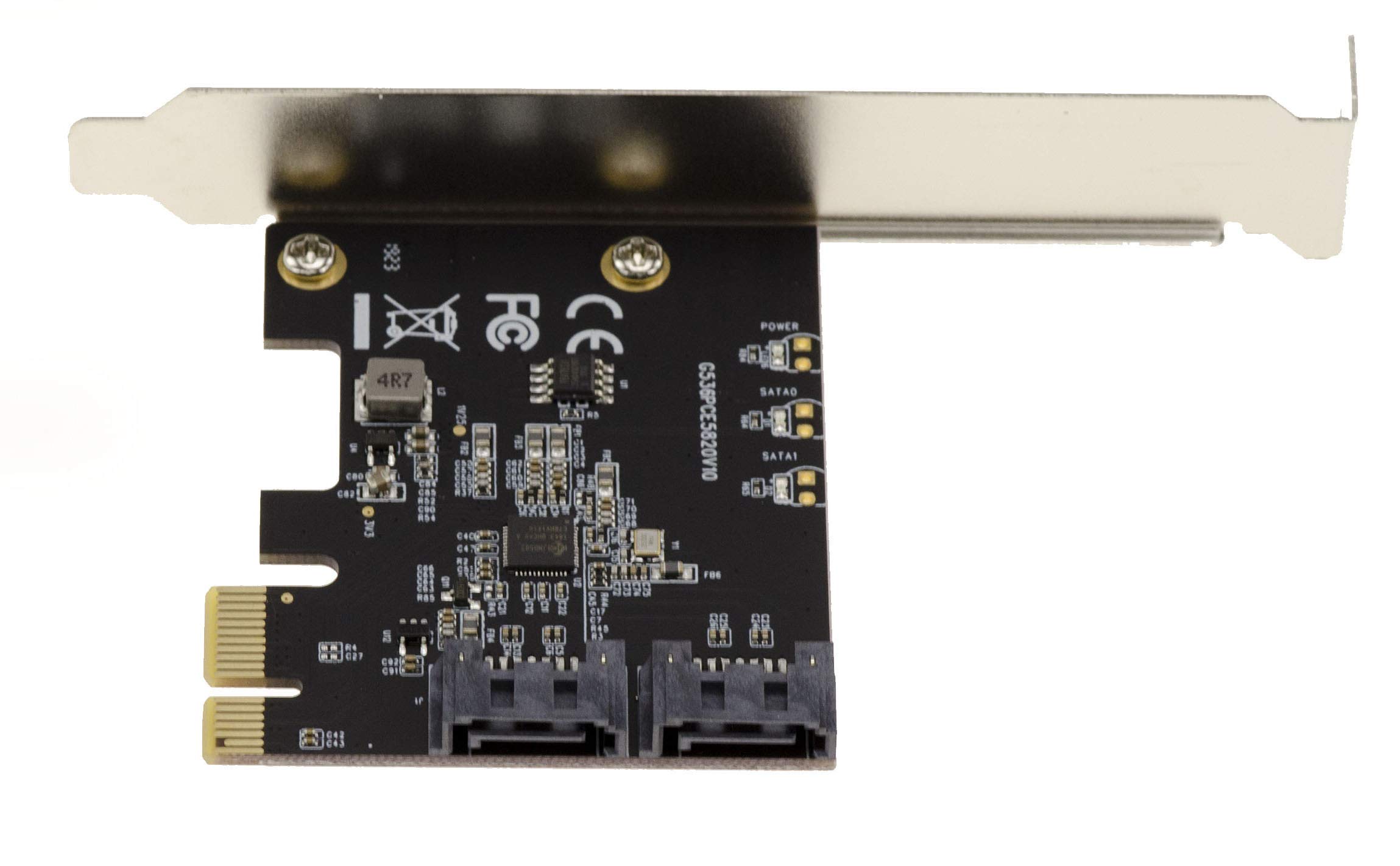 KALEA-INFORMATIQUE Carte Contrôleur PCIe 2.0 1x avec 2 PORTS SATA 3 6G. Format compact, avec chipset ASM1061. Fournie avec équerre - Informatique