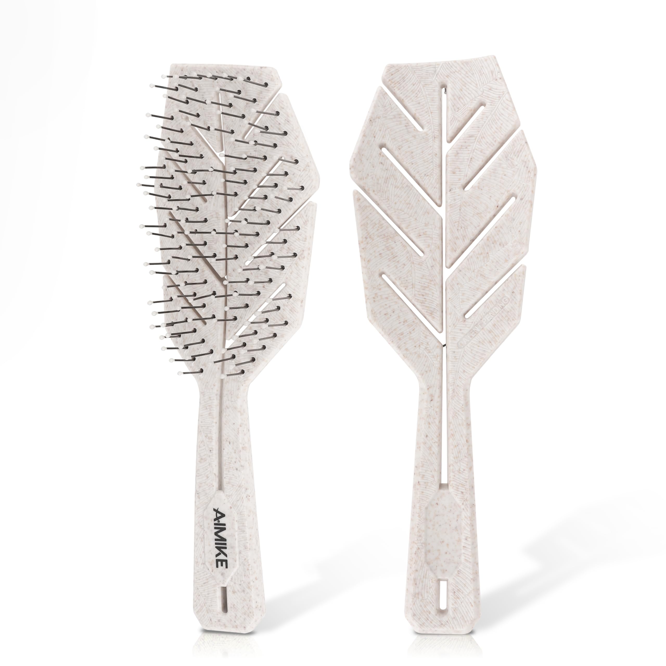 AIMIKE Bio-Friendly Vented Hair Brush with Flex Soft Bristles - No-Pull Detangler for Curly, Straight, Wet & Dry Hair, Oatmeal, 1pcsGlobal Recycled StandardGlobal Recycled StandardGlobal Recycled Standard