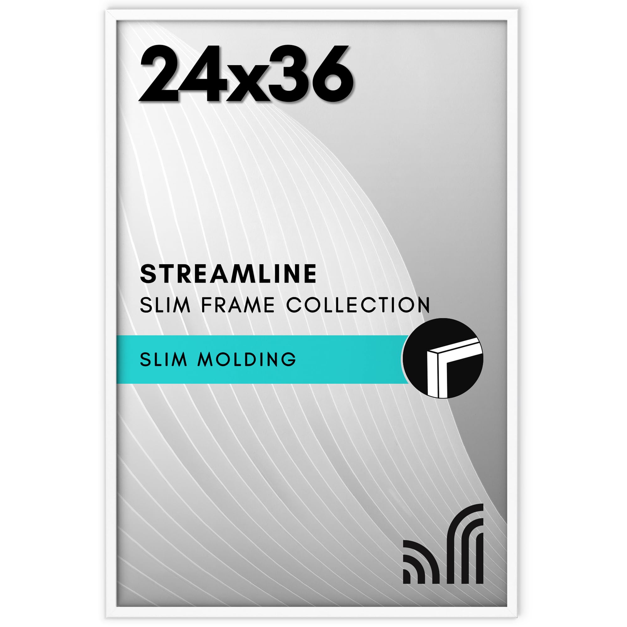 Photo 1 of Americanflat 24x36 Poster Frame with Polished Plexiglass - Streamline Collection - Thin Border Picture Frame for Wall Display - Hanging Hardware Included - White White 24x36