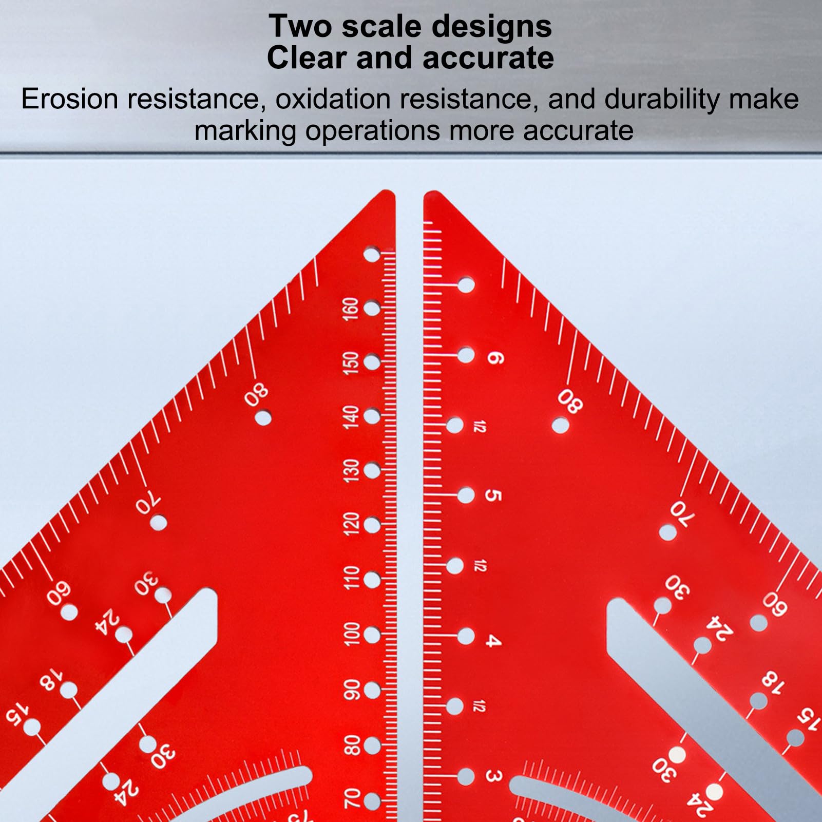 Regla Triangular de Aluminio, Regla Triangular para carpintería con Escalas precisas de 30°, 45°, 60° y 90°, Regla métrica de ángulo Recto grabada.