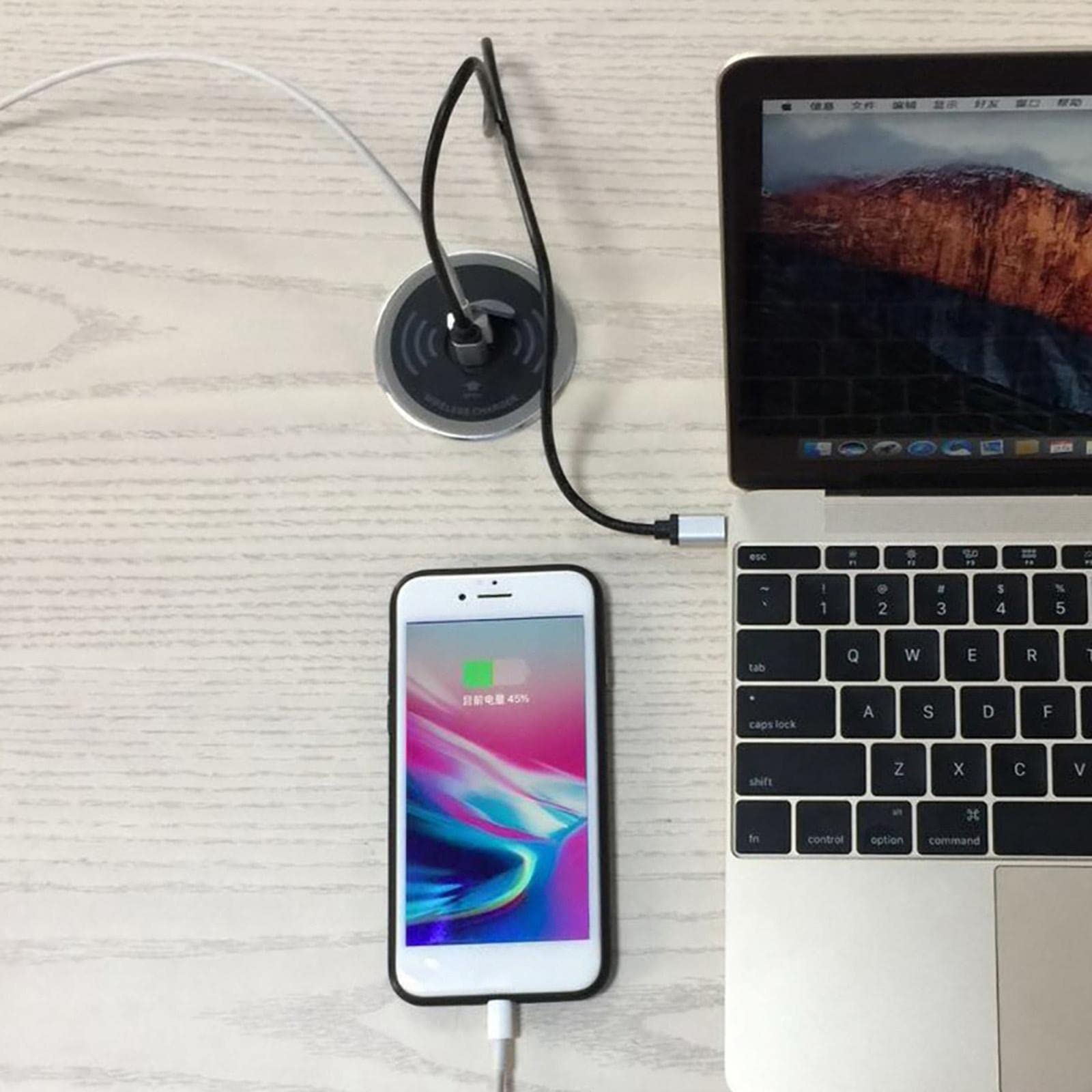 Milageto Inalámbrico de Escritorio Base de Carga Rápida Estación Integrada con Tecnología de Protección Inteligente y Puertos USB Adecuados para, 5W