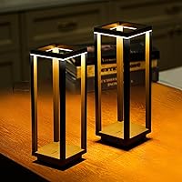 Halostorms 2 Pack Cordless Rechargeable Table Lamps - IP55 Waterproof, 60H Battery Life, 3 Color Stepless Dimming for Patio, Bedroom, Restaurant