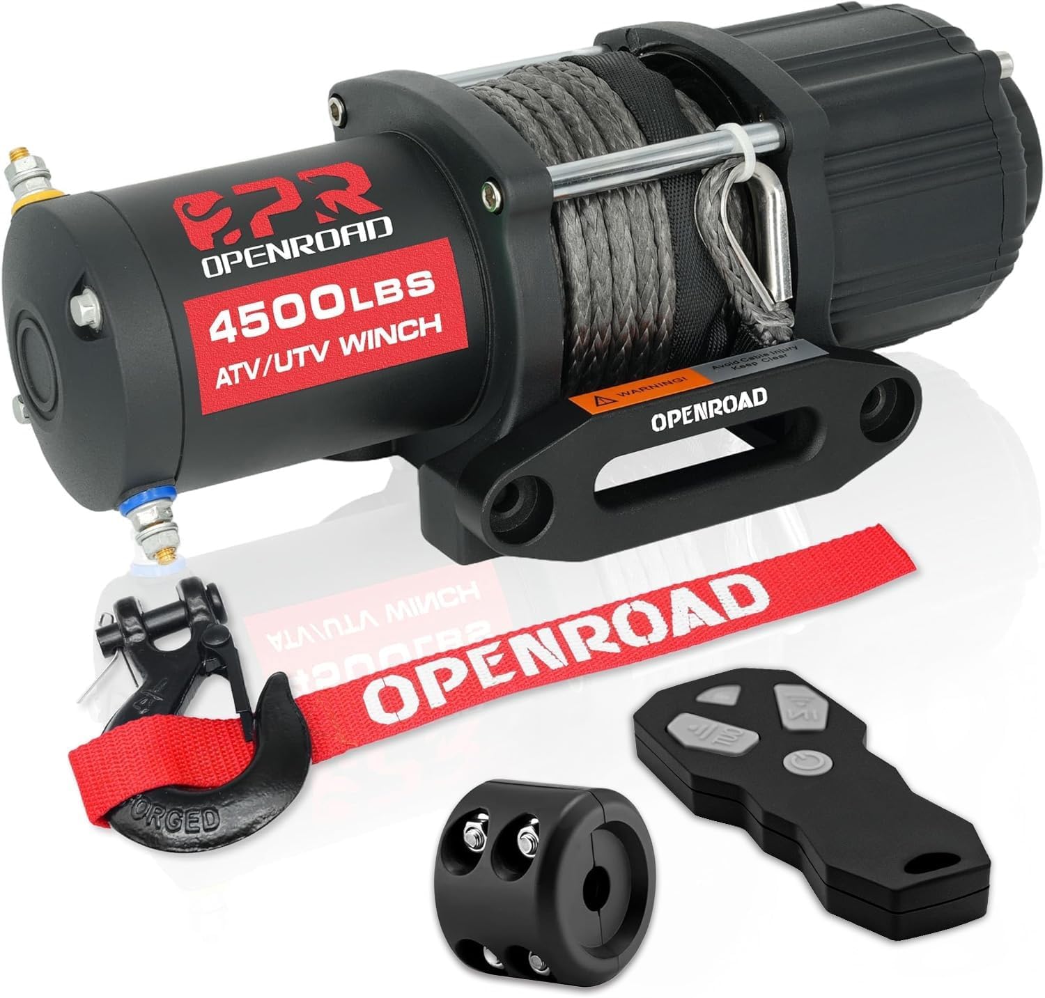OPENROAD 4500 lb ATV/UTV Winch,Waterproof IP67 Electric Winch with 1/4"×50' Synthetic Rope,Wireless Remote and Winch Stopper