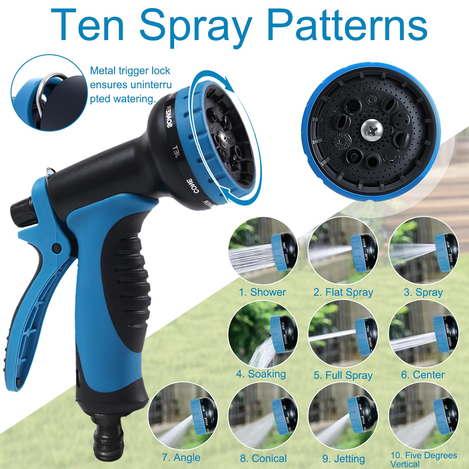 Tubo Estensibile da Giardino 15m, Tubo da Giardino Flessibile, Tubo Irrigazione Da Giardino con Pistola 10 Funzioni, Canna Acqua con Adattatori 1/2" 3/4", per Giardino e Lavaggio Auto