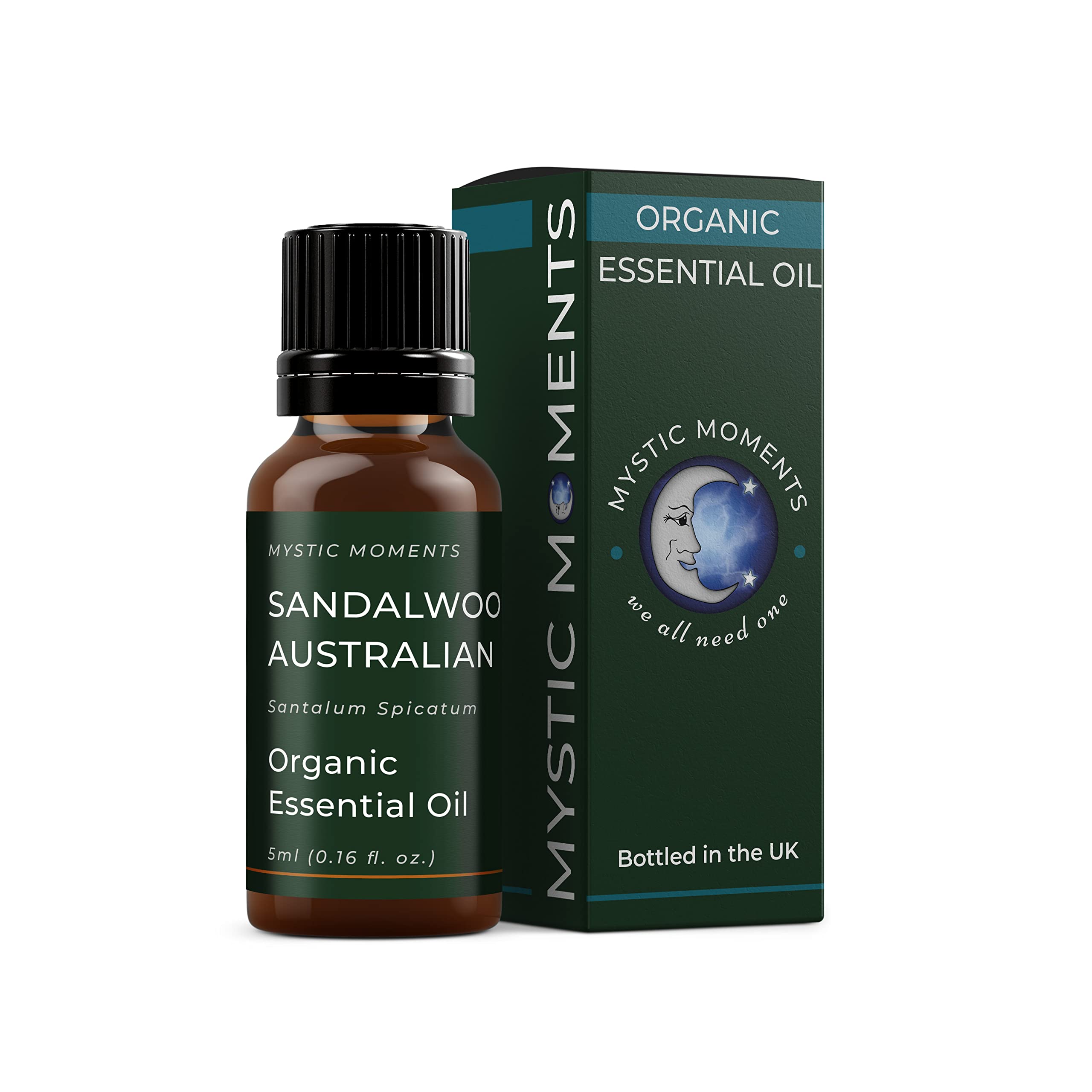 Mystic Moments | Organic Australian Sandalwood Essential Oil (Santalum spicatum) 5ml | Warm Woody Aroma | Grounding Home Ambience | Aromatherapy & Perfumery Blends