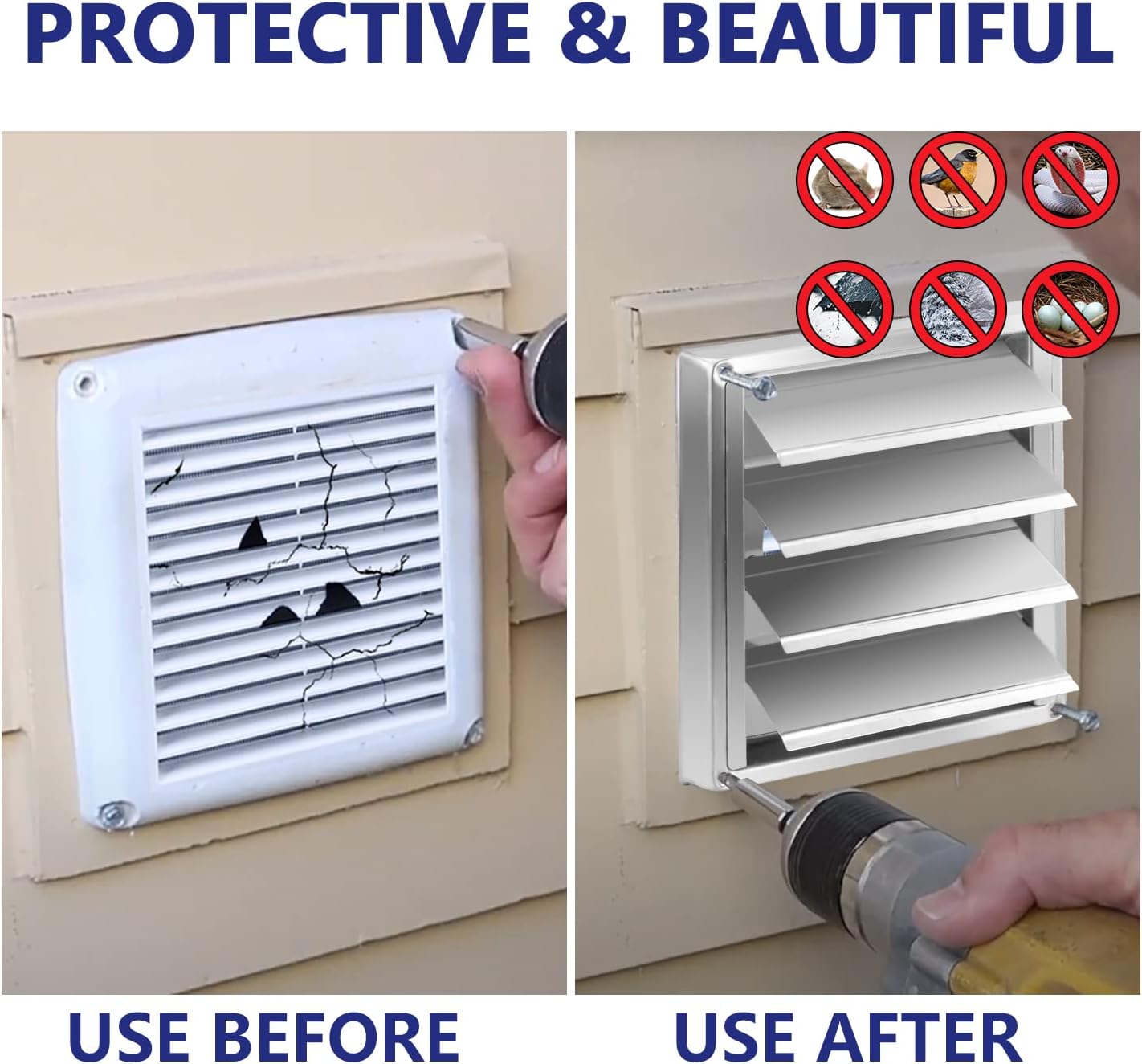 Buy Funmit 4'' Metal Dryer Vent Cover with Metal Mesh Screen, 7x7