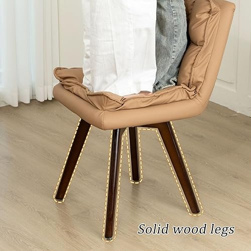 Miniatura 2 de JKGHK Dining Chairs, 360° Swivel Room Chairs, Upholstered Kitchen Side Chair, Armless Leather Leisure Chair with Solid Wood Legs, for Sofa Side,