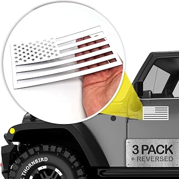 Premium American Flag Magnets for Trucks and Cars 3 Pack + Bonus Reverse Design | Magnetic US Flags Cut-Out | Powerful Magnet - Will Never Fall Off Your Vehicle | White | Not for Aluminum Cars