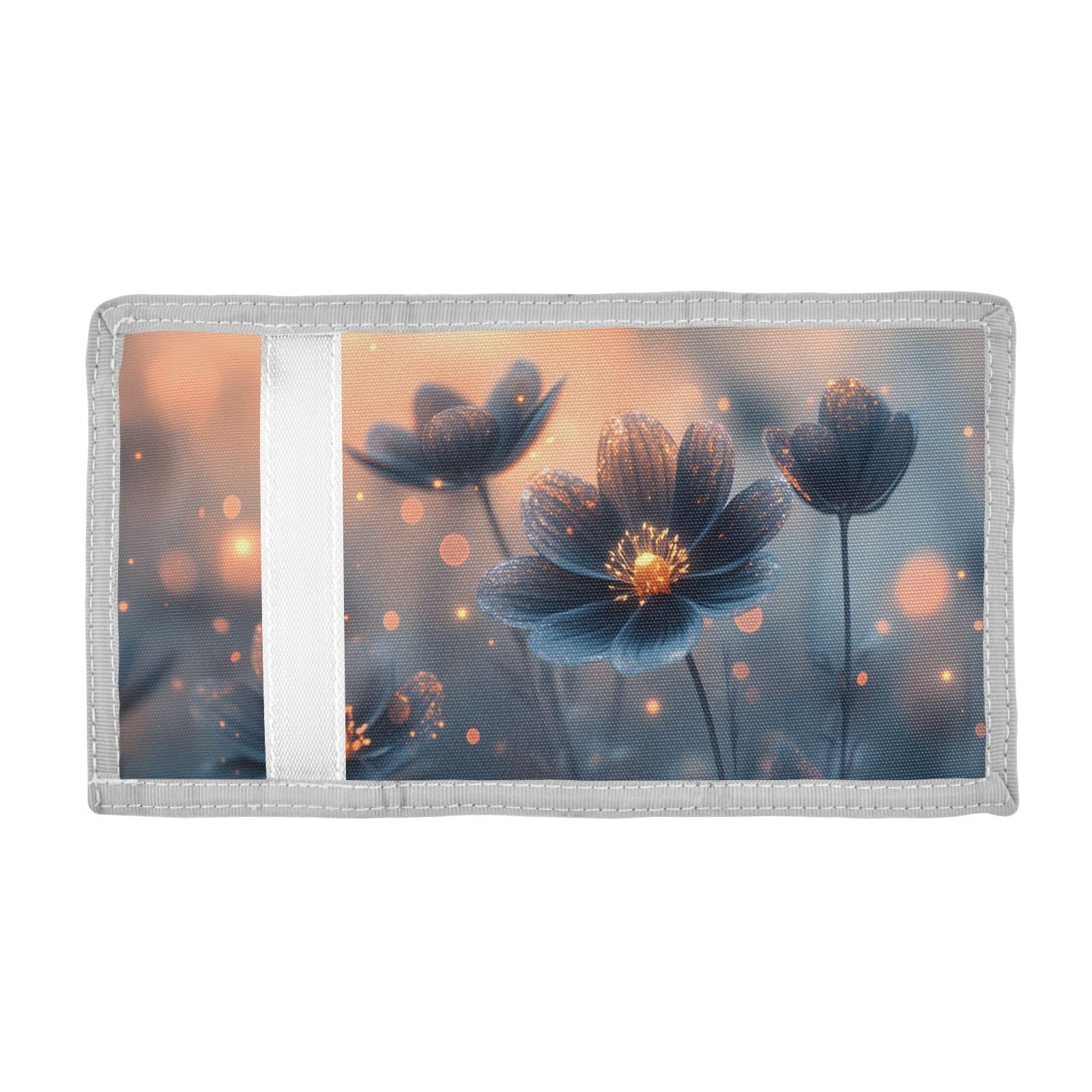 FOLIOSA Kids Wallet for Boys Girls Flowers Surreal Print Youth Wallet with Zipper Pocket Card Holders, Novelty Wallet 4.9×2.9 in