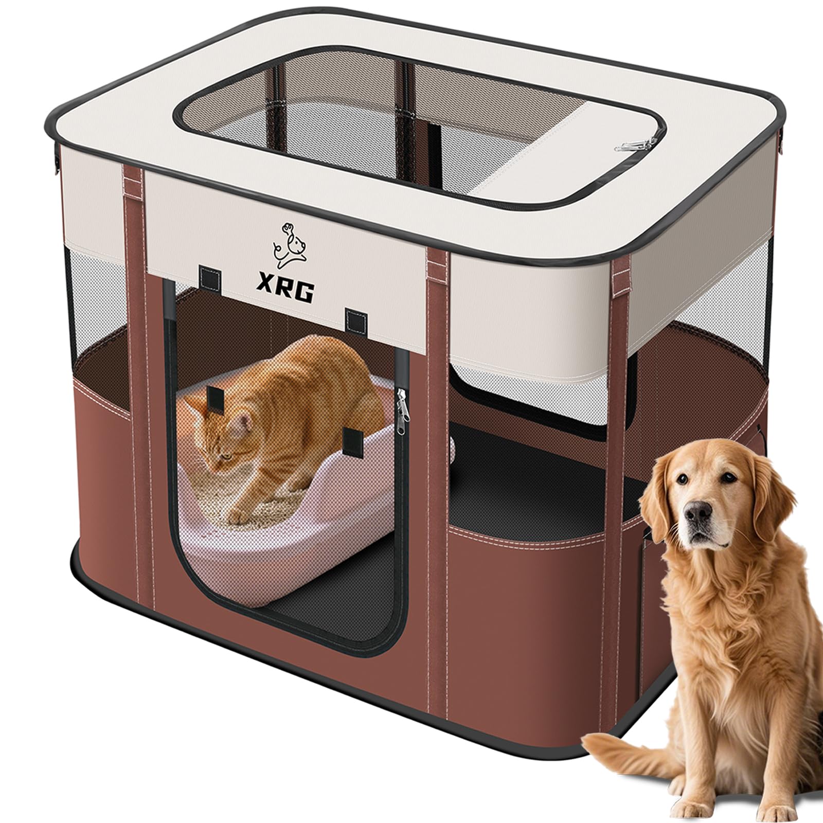 XRG Foldable Pet Playpen,Indoor Cat cage Puppy Crates M(31.5"x23.6"x21.7")