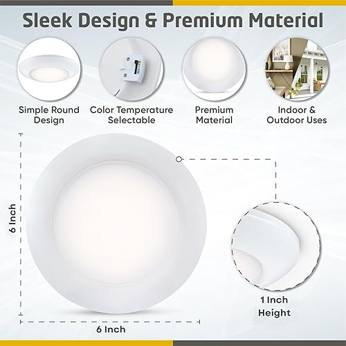 Miniatura 2 de Ciata Lámpara LED de techo de perfil bajo, accesorio de montaje semiempotrado, iluminación redonda regulable de 6 pulgadas, interior y exterior,